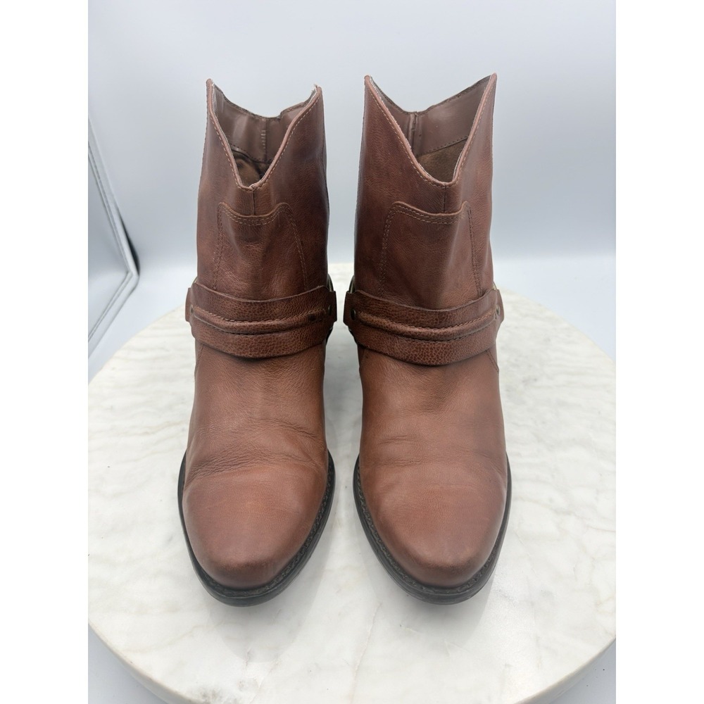 Franco Sarto Leather Boots Wade Brown Harness Western Mid Calf Womens 8 Boho EUC - Picture 8 of 12